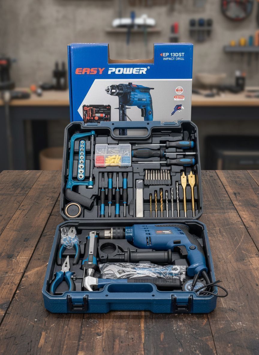 کیت دریل چکشی 1000وات با ابزارکامل ایزی پاور